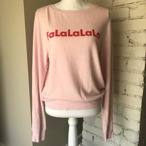 Wildfox FaLaLaLaLa Baggy Beach Jumper in Pink